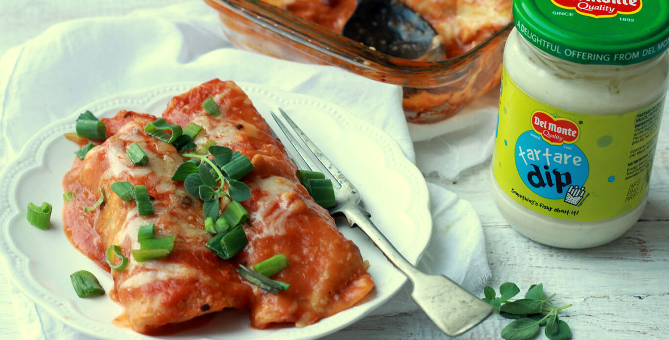 BEAN AND TARTARE DIP ENCHILADAS